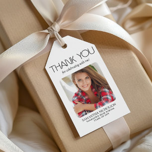 Graduation Party Modern Photo Thank You Gift Tags