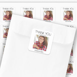 Graduation Party Modern Photo Thank You Square Sticker