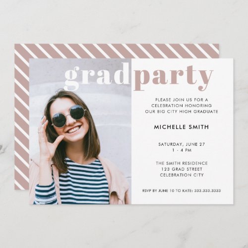 Graduation Party Modern Typography Custom Photo Invitation