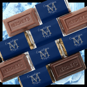 Graduation Party Name Gray Monogram White Blue Hershey's Miniatures