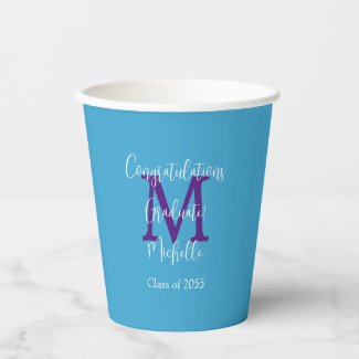 Graduation Party Name Purple Monogram Sky Blue