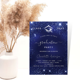 Graduation party navy blue 2025 invitation