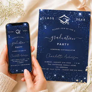 Graduation party navy blue 2026 invitation