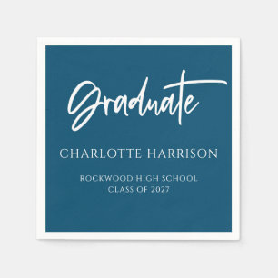 Graduation Party Navy Blue and White Script Napkins