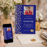 Graduation party navy blue gold confetti photo