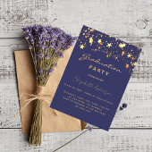 Graduation party navy blue gold stars invitation