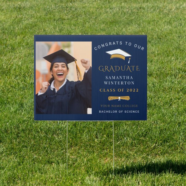 Graduation Party Navy Blue Photo Grad 2025 Sign (Insitu)