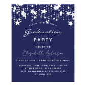 Graduation party navy blue white budget invitation flyer (Front)