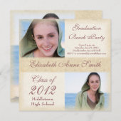 Graduation Party on the Beach Windswept Grunge Invitation (Front/Back)