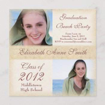 Graduation Party On The Beach Windswept Grunge Invitation by VillageDesign at Zazzle
