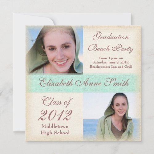 Graduation Party on the Beach Windswept Grunge Invitation