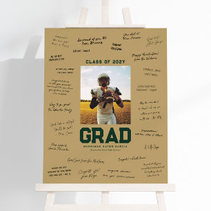 Graduation party one photo green gold signature foam board