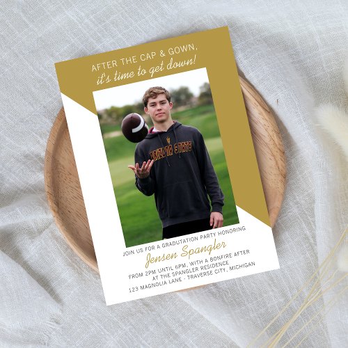 Graduation Party Open House 2024 Photo Gold Invitation