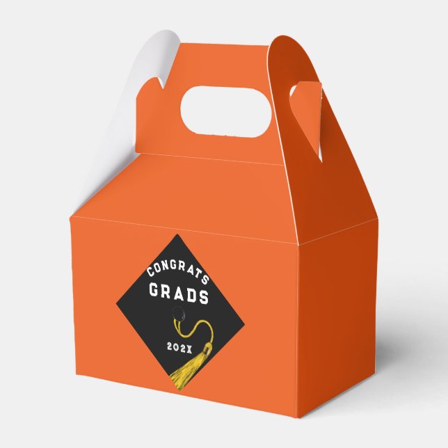 Graduation Party Orange Favor Box (Front Side)
