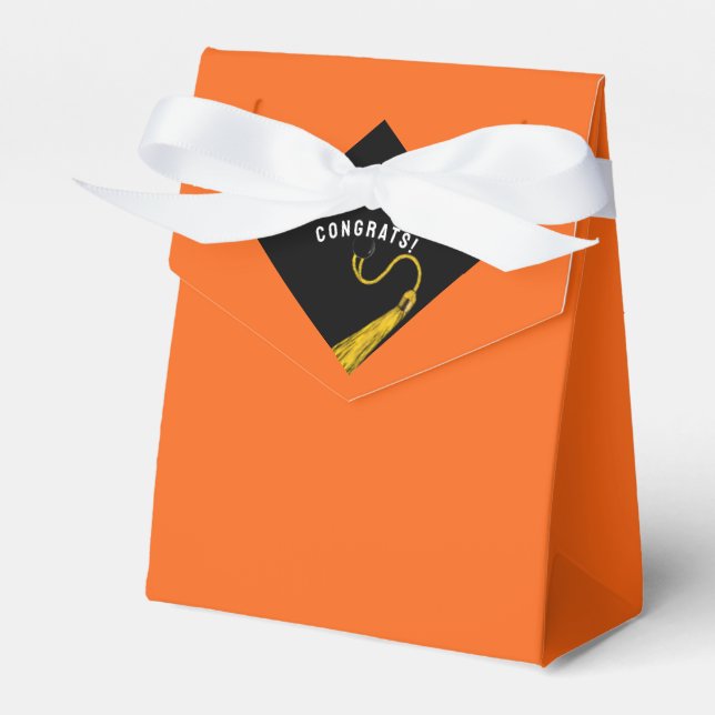 Graduation Party Orange Favor Boxes (Front Side)