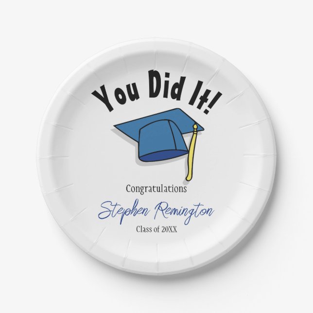 Graduation Party Paper Plate You Did it! Tableware (Front)