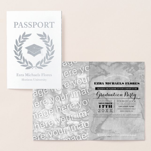 Graduation Party passport silver foil Foil Card (Display)