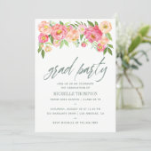 Graduation Party Peony flowers invitation (Standing Front)