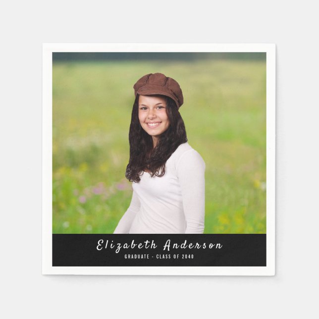 Graduation Party Personalized Photo Paper Napkin (Front)