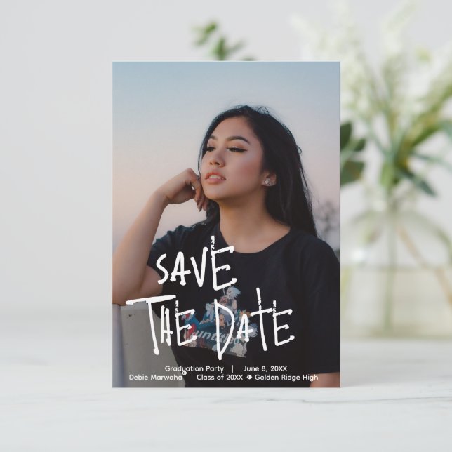 Graduation Party Personalized Save the Date Card (Standing Front)