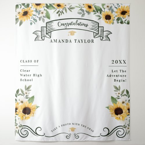 Graduation Party Photo Booth Sunflower Tapestry