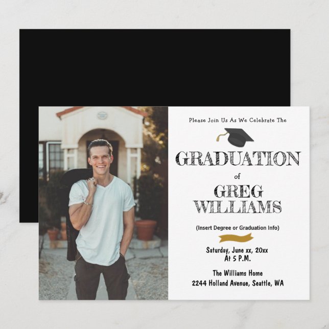 Graduation Party Photo Invitation Card (Front/Back)