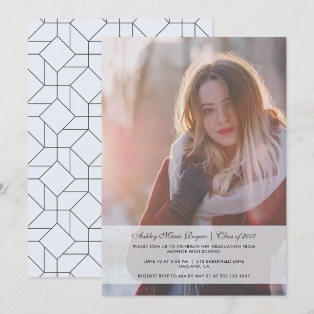 Graduation Party Photo Invitation Light Blue (Front/Back)