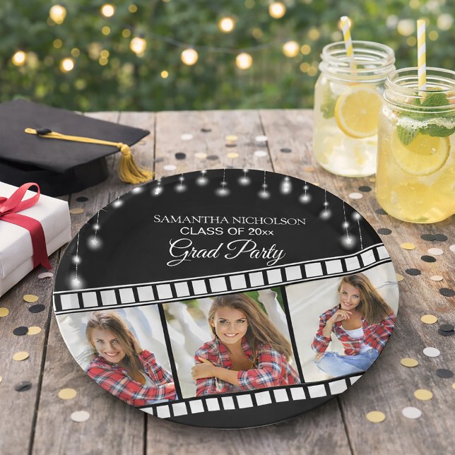 Graduation Party Photo Movie Reel Hollywood Star Paper Plates (Creator Uploaded)