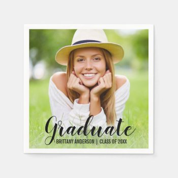 Graduation Party Photo Name Paper Napkins by HappyMemoriesPaperCo at Zazzle