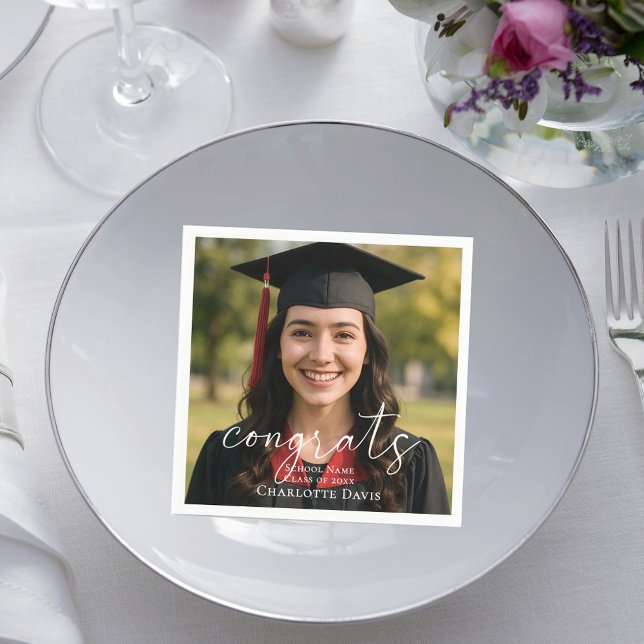 Graduation party photo script congrats napkins (Creator Uploaded)