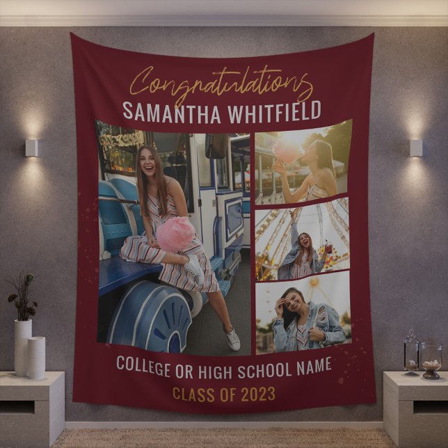 Graduation Party Photos Burgundy 2025 Backdrop (Creator Uploaded)