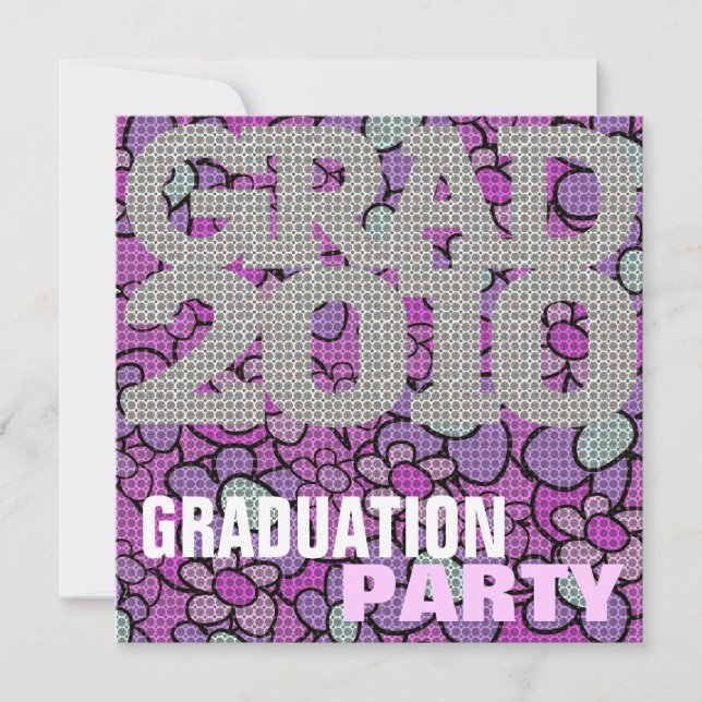 Graduation Party Pink Flower Invitation (Front)