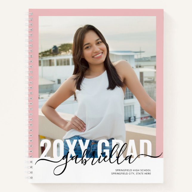 Graduation Party Pink Guest Advice Book Modern (Front)