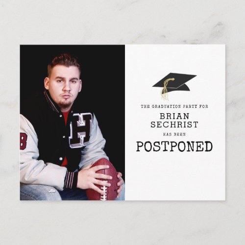 Graduation Party Postponed Photo Minimalist Postcard