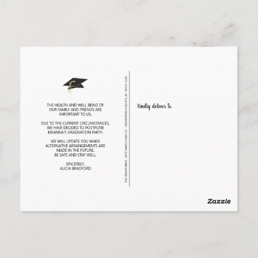 Graduation Party Postponed Photo Script Postcard | Zazzle