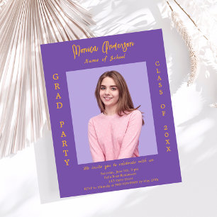 Graduation party purple lavender photo invitation