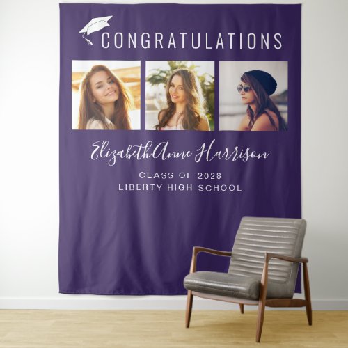 Graduation Party Purple Photo Booth Backdrop
