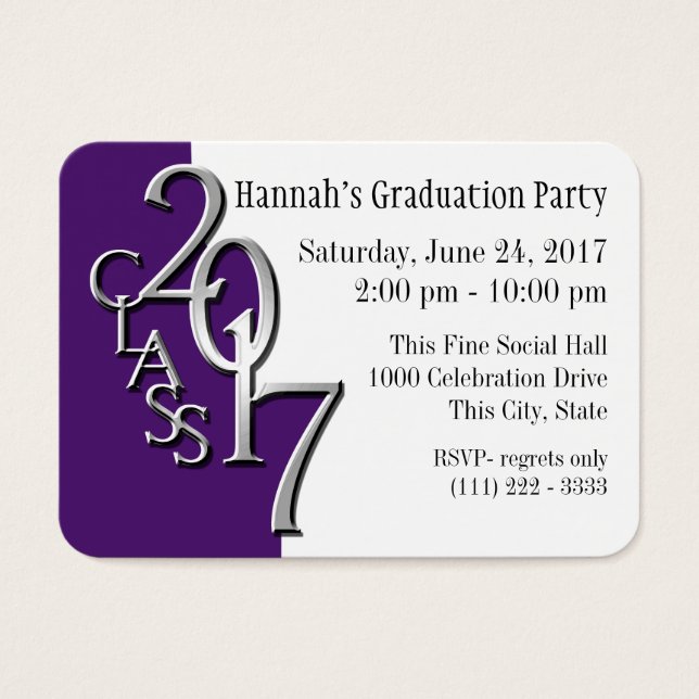 Graduation Party Purple Photo Insert Card 2017 (Front)