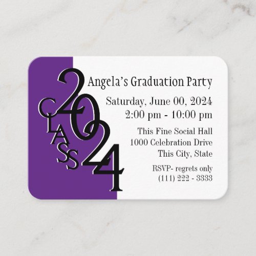 Graduation Party Purple Photo Insert Card 2024