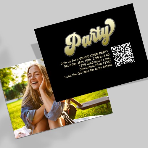 Graduation Party QR Code Modern Photo Typography  Enclosure Card