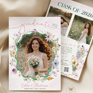 Graduation party QR Code Wildflower   Invitation