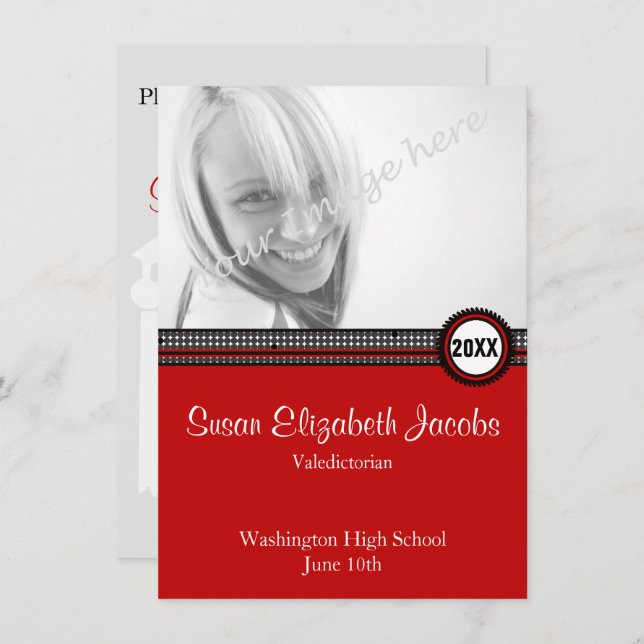 Graduation Party - Red & Black Invite (Front/Back)