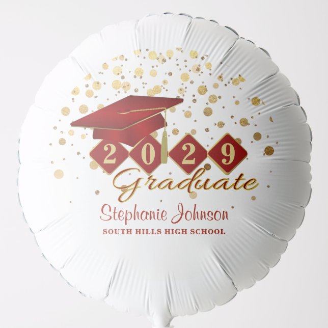 Graduation Party Red & Gold  Balloon (Front)