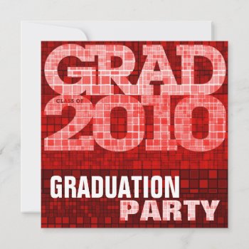 Graduation Party Red Mosaic Invitation by pixibition at Zazzle