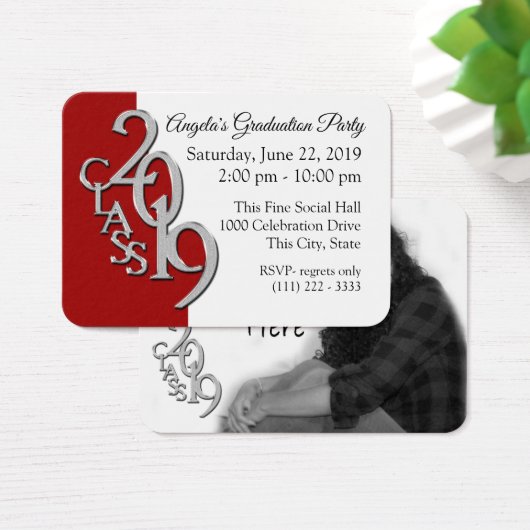 Graduation Party Red Photo Insert Card 2019 (Desk)