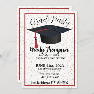 GRADUATION Party-RED School Colors - 2 Photo Invitation