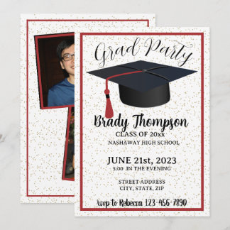 GRADUATION Party-RED School Colors - 2 Photo Invitation
