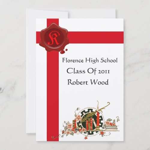 GRADUATION PARTY  Red Wax Seal  Monogram