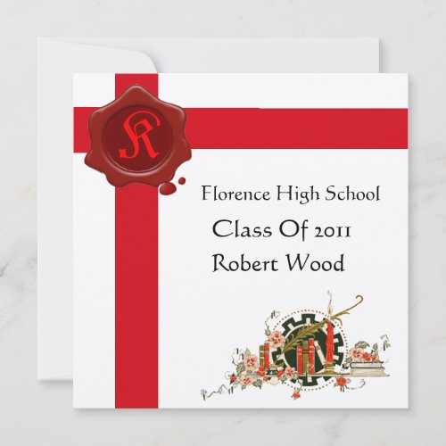 GRADUATION PARTY  Red Wax Seal  Monogram