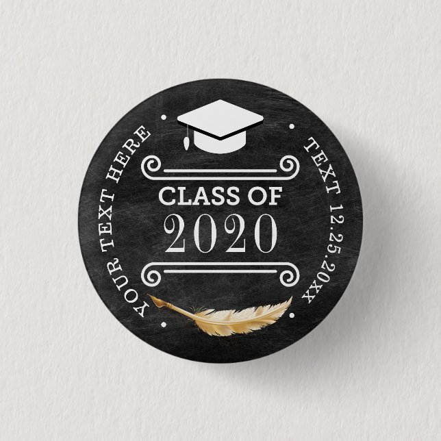 Graduation Party Retro Chalkboard Button (Front)